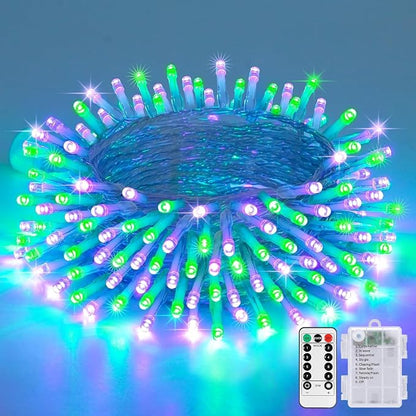 JMEXSUSS 33FT 100 LED Battery Operated Halloween Lights with Remote | Purple and Green Halloween Lights Indoor Outdoor, 8 Modes String Lights for Outside Yard Tree Front Porch Room House