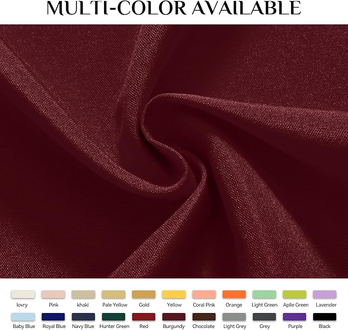 Softalker Square Tablecloth, Waterproof Table Cloths Wrinkle Free Fabric Washable Polyester Table Cover for Dining Tables Party Outdoor Camping Parties Buffet - 54 x 54 inch, Burgundy