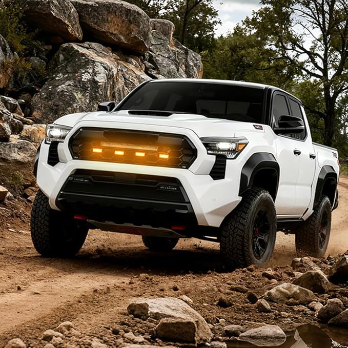 LED Grille Lights Fit for Toyota Tacoma 2024 2025 Trailhunter and TRD PRO, Amber Grille Light Strips, IP68 Waterproof Seal, Non-Destructive Installation, Off-Road Marker Light Kit, Car Accessories