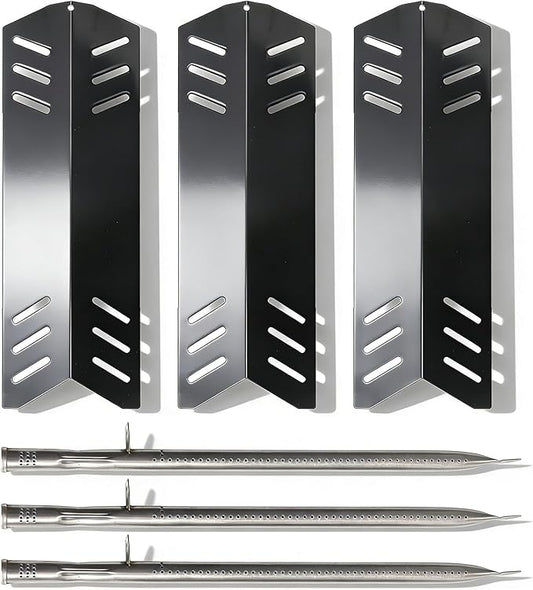 SafBbcue Grill Replacement Parts for Pit Boss Memphis Ultimate 4-in-1 Combo Grill, Porcelain Heat Plate Stainless Steel Burner for Pit Boss Memphis Ultimate Gas and Charcoal Combo Grill