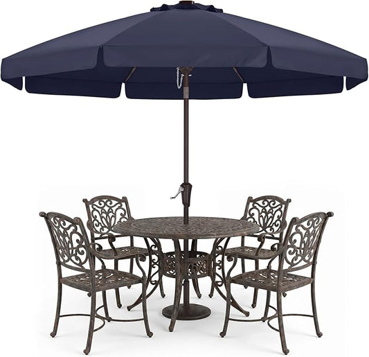 ABCCANOPY 9ft Scalloped Patio Umbrella, Outdoor Table Umbrella with Tilt and Crank, Fiberglass Ribs Deck Umbrella for Patio, Pool, Garden, Picnic (Tibetan Blue)