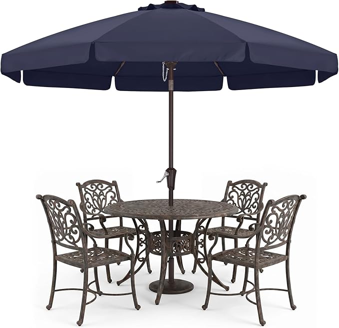ABCCANOPY 10ft Scalloped Patio Umbrella, Outdoor Table Umbrella with Tilt and Crank, Fiberglass Ribs Deck Umbrella for Patio, Pool, Garden, Picnic (Tibetan Blue)