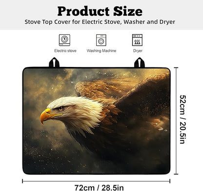 Multi-Design Stove Cover for Glass/Electric Stoves - 3-in-1 Heat-Resistant Protector Mat, Non-Slip Drying Rack 28"x20" (Eagle)