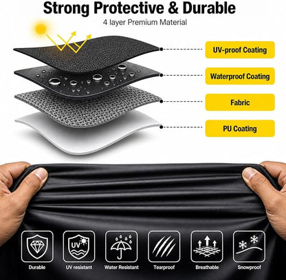 Garden Hose Reel Box Cover - Weatherproof 420D, 23"x23"x20", Black | Fits hose reels box. Reflective handles, cord closure, storage bag.