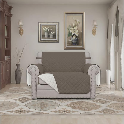 Easy-Going Reversible Couch Cover, Oversized Chair, Taupe/Ivory | Machine Washable Slipcover For Dogs, Water Resistant Furniture Mat For Living Room, Non-Slip Sofa Cover, Pet Friendly