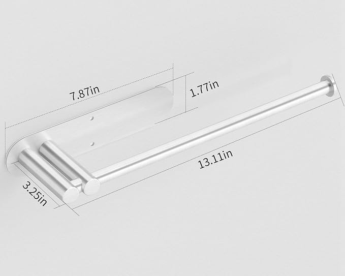 STWWO Under Cabinet Paper Towel Holder, Self Adhesive Paper Towel Rack | Brushed Nickel, Under Counter Under Sink Paper Towel Holder, Self-Adhesive or Wall Mounted, Fits Kitchens Bathrooms & RV