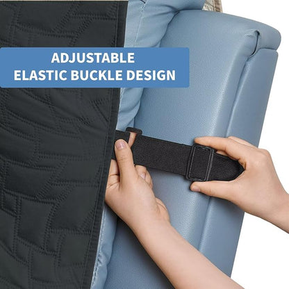 CUCRAF Non Slip Quilted Sofa Cover, Water Resistant Slipcover Furniture Protector for 4 Cushion Sofa Pet Friendly, Washable Couch Cover with Adjustable Elastic Straps (XX-Large, Black)