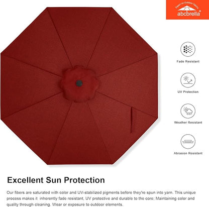 ABCCANOPY OLEFIN® 5-Year No Fading 9FT Outdoor Patio Umbrella(Burgundy) | Fade & UV Resistant Fabric,8 Fiberglass Ribs，Wind Vent，Crank Lift & Tilt,Outdoor Table Umbrella for Deck,Backyard,Yard