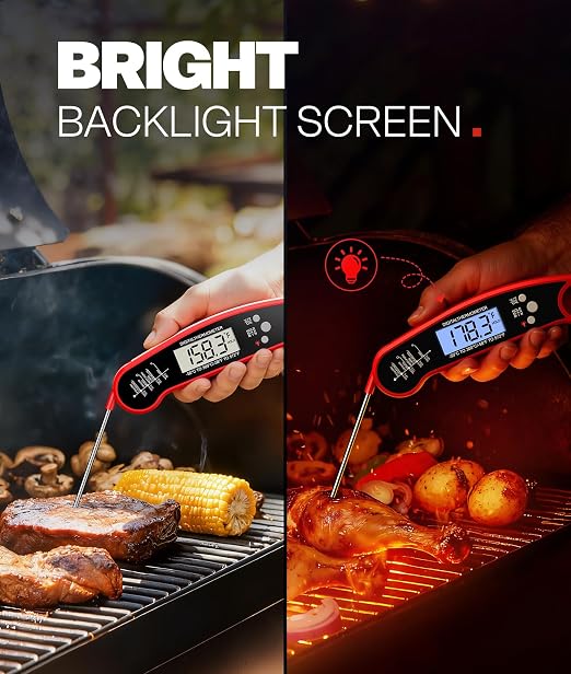 Meat Thermometer Digital, Food Thermometer for Cooking, Red, 2 Pack | Instant Read, for Grilling, BBQ, Air Fryer, Smoker, Candy, Kitchen Gadgets, BBQ Essentials, Gift for Dad, Men, Women