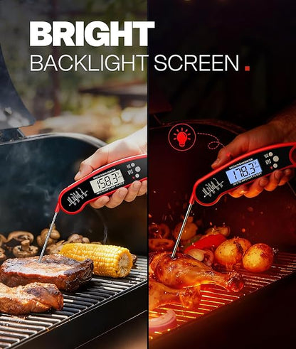 Meat Thermometer Digital, Food Thermometer for Cooking, Red, 2 Pack | Instant Read, for Grilling, BBQ, Air Fryer, Smoker, Candy, Kitchen Gadgets, BBQ Essentials, Gift for Dad, Men, Women