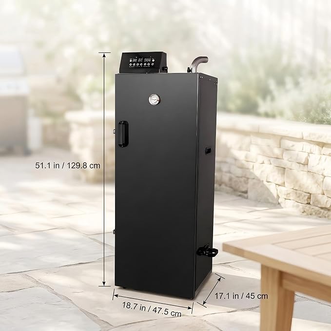 CLIVIA 8-Layer Electric Smoker with Side Wood Chip Loader, 1600W Vertical Digital BBQ Smoker Oven, 0-24H Timer & 86-257°F Temp Control, Large Capacity Meat Smoker for Jerky, Sausage, Fish (DSH-S45E)