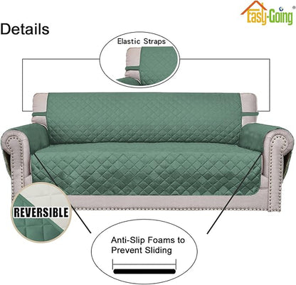 Easy-Going Oversized Chair Sofa Slipcover Reversible Sofa Cover Water Resistant Couch Cover Furniture Protector Cover with Elastic Straps for Pets Dog (Oversized Chair, Cyan/Ivory) | Machine Washable Slipcover For Dogs, Water Resistant Furniture Mat Fo...