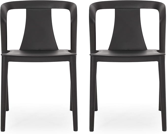Christopher Knight Home Ianthe Outdoor Dining Chair (Set of 2), Black
