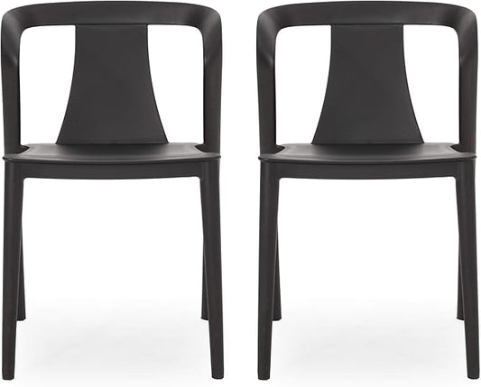 Christopher Knight Home Ianthe Outdoor Dining Chair (Set of 2), Black