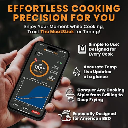 MeatStick WiFi Kit [Unlimited Range] | Duo Sensors Smart Wireless Meat Thermometer with Bluetooth | for Smoking, Grilling, BBQ, Air Fryer, Deep Frying, Oven, Sous Vide, Rotisserie