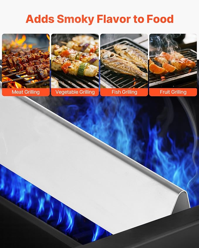 VEVOR Flavorizer Bars and Heat Deflectors, 17 inch Grill Replacement Part, for Weber Genesis 300 Series Grills, Including E310 E320 E330 S310 S320 S330, Stainless Steel Thicker Heat Plate, 7 Pack