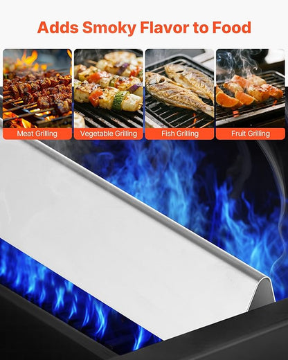 VEVOR Flavorizer Bars and Heat Deflectors, 17 inch Grill Replacement Part, for Weber Genesis 300 Series Grills, Including E310 E320 E330 S310 S320 S330, Stainless Steel Thicker Heat Plate, 7 Pack