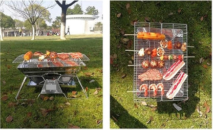 Charcoal Grills BBQ Grill Folding Campfire Grill Portable Stainless Steel Charcoal BBQ Grill Stove for Outdoor Hiking BBQ Charcoal Grill Cooking