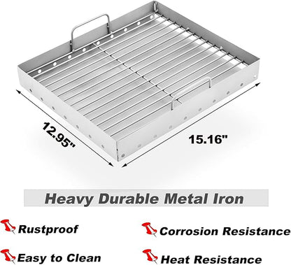 47183T-21 PS9900 Charcoal Tray Grill Replacement Parts for Smoke Hollow 47183T HC4518L PS9500 6500 6800 8500 Iron Charcoal Pan SH5000 SH7000 Charcoal Grill Charcoal Basket with Handle Grill Parts