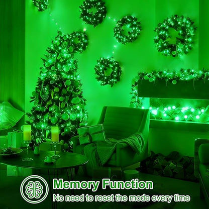 QITONG 500LED Green String Lights, 165ft Christmas Lights Outdoor Waterproof with Plug in, Green Wire Twinkle Tree Lights Indoor with 8 Modes
