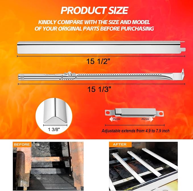 JCLMER Grill Burners & Heat Plate Parts for Charbroil Performance 5 Burner | Stainless Steel, with Crossover Tube, Igniter, Heavy Duty, Easy Install, Works Like New, Uniform Heating, Enjoy BBQ Time
