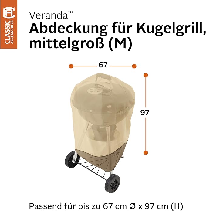 Classic Accessories Veranda Water-Resistant 26.5 Inch Kettle BBQ Grill Cover