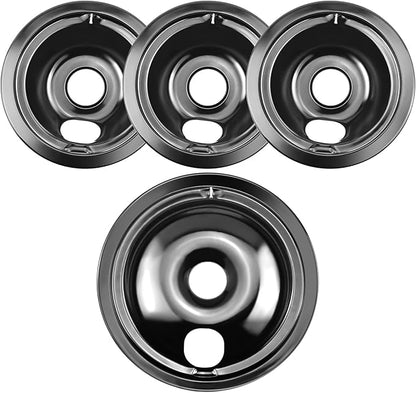 WB31M19 WB31M20 Porcelain Drip Pan Bowls - Includes 1 Pack 8-Inch WB31M19 and 3 Pack 6-Inch WB31M20 - Replacement for Ken-more GE Hotpoint Burner Electric Range