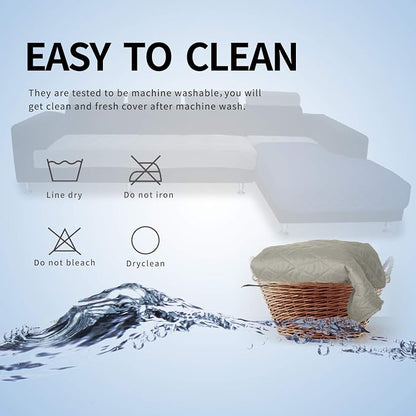 Easy-Going Sectional Couch Covers for Dogs L Shape Sofa Cover Reversible Sofa Slipcover Chaise Lounge Cover Furniture Protector Cover for Pets Dog Cat (42 x 68 inches, Beige/Beige) | Soft Sofa Slipcover For Dogs, Fits Left/Right Chaise Lounge Protector...