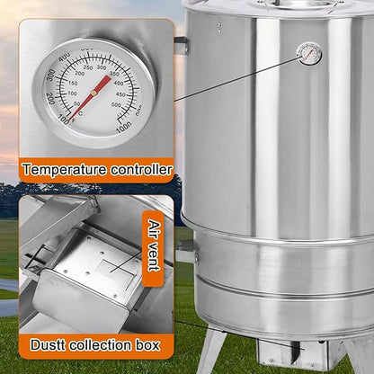 Charcoal Smoker Grill Smoked Grillers Barrel Large Capacity Portable 360° All Round Duck Roaster Stainless Steel Charcoal Roast Duck Oven for Party Backyard Patio Cooking(D)