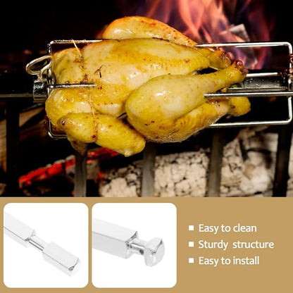PRETYZOOM Grill Shaft Replacement Part 11.02In Rotisserie Fork Rod for BBQ Grill Air Fryer Accessories Even Heating Chicken Rotisserie Fork