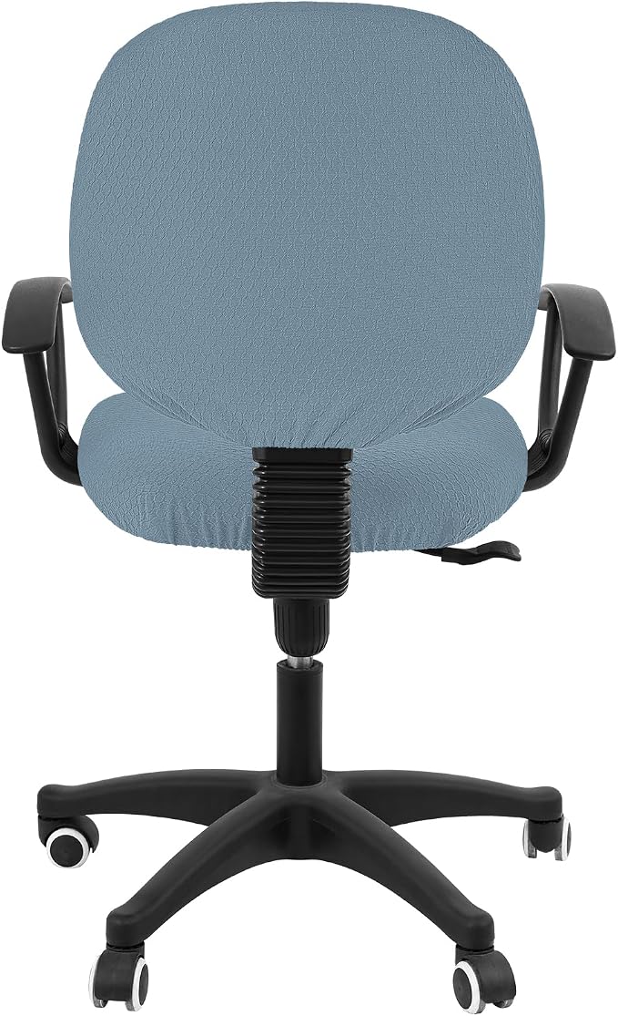 Smiry Office Computer Chair Covers for Desk Rotating Chair Protector | Stretch Jacquard Removable Washable Universal Slipcovers, Seat + Backrest Cover, Airy Blue