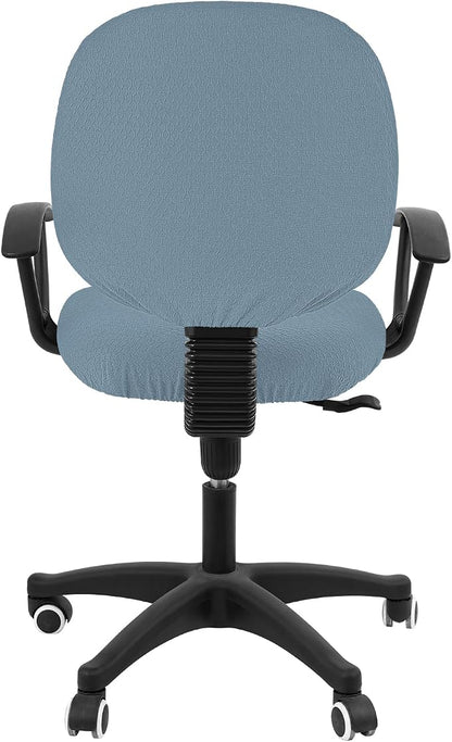 Smiry Office Computer Chair Covers for Desk Rotating Chair Protector | Stretch Jacquard Removable Washable Universal Slipcovers, Seat + Backrest Cover, Airy Blue