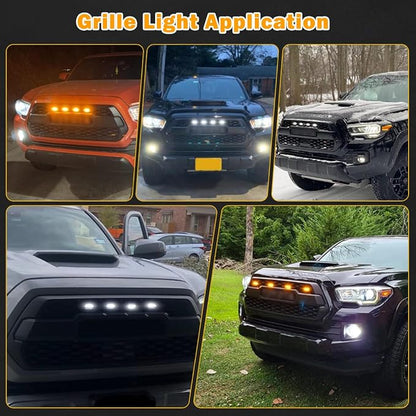 White Grille Lights For Tacoma TRD Pro 2016-2022, 4Pcs Smoked Shell LED Front Grill Light with Wire Harness And Fuse