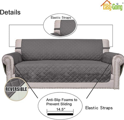 Easy-Going Reversible Couch Cover, Small Chair, Gray/Ivory | Machine Washable Slipcover For Dogs, Water Resistant Furniture Mat For Living Room, Non-Slip Sofa Cover, Pet Friendly