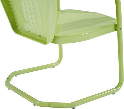 Crosley Furniture Griffith Outdoor Chair, Retro Metal Patio Chairs for Dining, Porch, Deck, Balcony, Key Lime