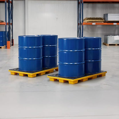 Drum Spill Containment Pallet | 2000Lbs Heavy-Duty Leakproof Tray with Forklift Pockets | 48"x24"x4" for Garage Basement Industrial Storage