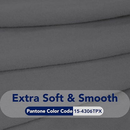 PureFit Stretch Oversized Couch Covers Fleece Sofa Slipcovers Gray | 1-Piece Sofa Cover Washable Soft Couch Protector, Couch Slipcover with Non Skid Foam and Elastic Bottom for Kids, Dogs