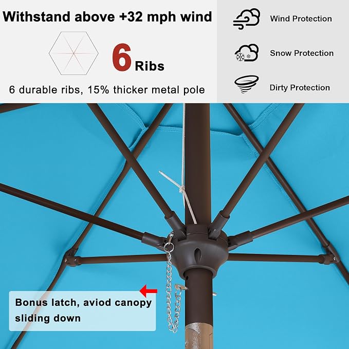 ABCCANOPY 7.5FT Patio Umbrella Outdoor 6 RibsTable Umbrella | Fade & UV Resistant Fabric,6 Fiberglass Ribs,Smooth Crank System,Wind Resistance,Great for Patio,Backyard,Garden,Deck