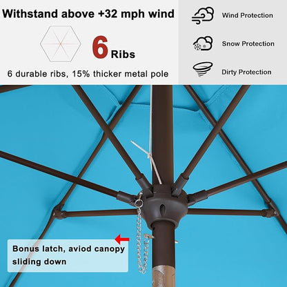 ABCCANOPY 7.5FT Patio Umbrella Outdoor 6 RibsTable Umbrella | Fade & UV Resistant Fabric,6 Fiberglass Ribs,Smooth Crank System,Wind Resistance,Great for Patio,Backyard,Garden,Deck