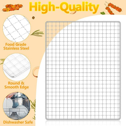 10 Pack Disposable Grill Topper,11.8X15.8 Inch Disposable Grill Grates,Stainless Steel Roasting Racks,Barbecue Mesh Mat,Heavy-Duty Baking Rack for Picnics Camping Cooking Outdoor BBQ (10 Pcs)