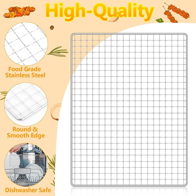 20 Pack Disposable Grill Topper, 11.8 X 15.8 Inch Disposable Grill Grates, Stainless Steel Barbecue Mesh Mat, BBQ Roasting Racks, Baking Rack Grid Grates for Camping Picnics Outdoor BBQ