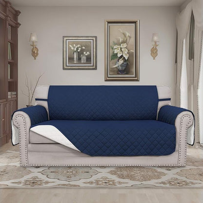 Easy-Going Reversible Couch Cover, 2 Cushion Sofa, Navy/Ivory | Oversized Loveseat Slipcover For Dogs, Water Resistant Mat, Living Room, Non-Slip Sofa Cover, Pet Friendly