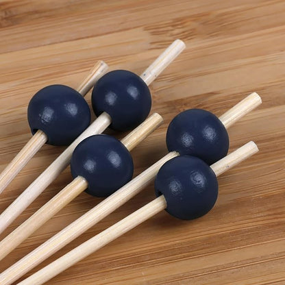 BambooMN Decorative Ball End Cocktail Fruit Sandwich Picks Skewers for Catered Events, Holiday's, Restaurants or Buffets Party Supplies - 5.9" Assorted, 100 pcs