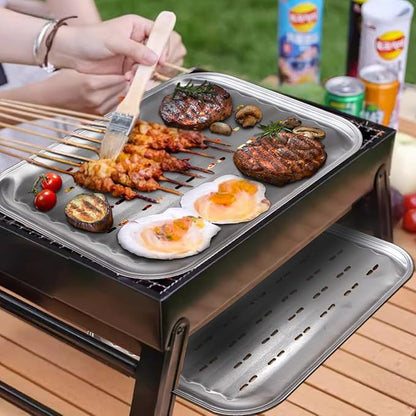 Stainless Steel Grill Toppers Grid (set of 3), Grill Serving Pans, Roasting Grill Trays, all in Same Dimensions, 13.6”X9.65“, Dishwasher Safe