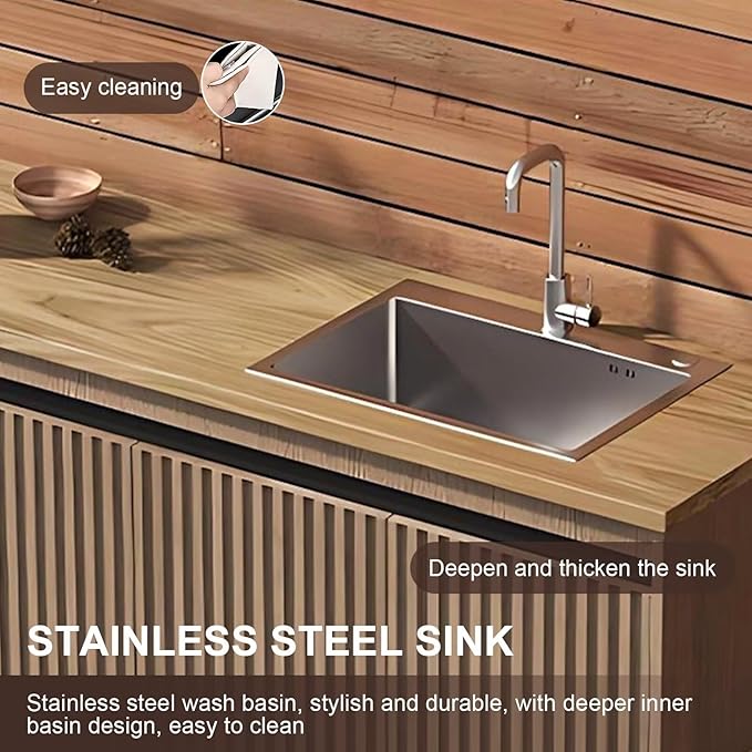 87IN Outdoor Kitchen Cabinet - Kitchen Cabinet with Countertop Includes Stripe Design & Mop Pool,Outdoor Table with Aluminum Alloy,Stainless Steel Sink and Slate Countertop,Hidden Handle
