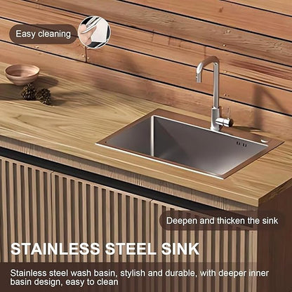 87IN Outdoor Kitchen Cabinet - Kitchen Cabinet with Countertop Includes Stripe Design & Mop Pool,Outdoor Table with Aluminum Alloy,Stainless Steel Sink and Slate Countertop,Hidden Handle