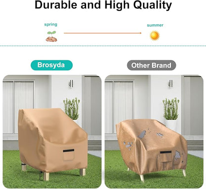 2 Pack Outdoor Patio Chair Covers Waterproof 36"Wx37"Dx36"H, Brown | Patio Furniture Covers Protect from Rain, Dust & UV; Heavy-Duty Oxford Fits Lounge, Deep Seat & High Back Chairs on Lawns