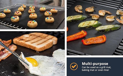 Linda's Essentials BBQ Grill Mats for Outdoor Grill Mat (5 Pack) 13" x 15.75" - Reusable Heat-Resistant Grilling Mats for Outdoor Grill, Non Stick Grill Matt, Easy Clean BBQ Matts for Outdoor Grills