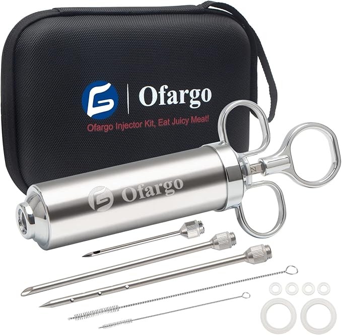 Ofargo Meat Injector, Meat Injectors for Smoking with 3 Marinade Injector Needles; Injector Marinades for Meats, Turkey, Brisket; 2-oz