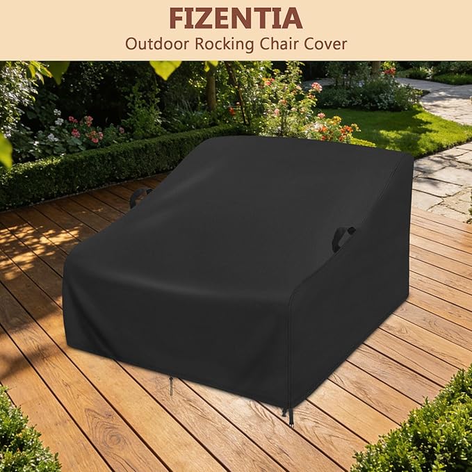 70inch Outdoor Rocking Chair Cover - 420D Oxford Fabric Patio Chair Cover with Adjustable Drawstring & Buckles, Waterproof Sun Protection for Papasan Rocker & Large Outdoor Chairs